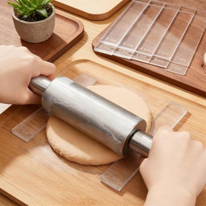12Pcs 6 Size Acrylic Polymer Clay Depth Guide Set, 2,3,4,5,6,7mm Adjustable Clay Rolling Pin Guide, Roller Depth Guides Pottery Tools for Polymer Thickness (Color:Clear)