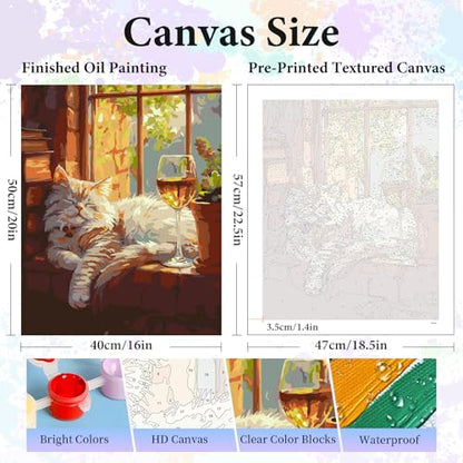Paint by Numbers Kit for Adults, Sleeping Cat Number Painting Canvas Kit - color: LBOPNFP7