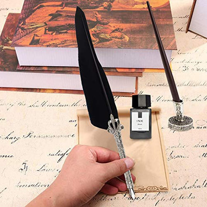 Calligraphy Set for Beginners, Wooden Dip Pen, Feather Quill, 19 Nibs, Ink Set, Gift Box