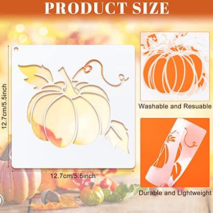 20 Pieces Autumn Leaf Stencils Fall Pumpkin Templates Reusable Craft Stencils Plastic Painting Harvest Stencil for Craft DIY Fabric Canvas Wall Maple Leaf Pumpkin Painting Home Decorations(Pumpkin) - style: Pumpkin