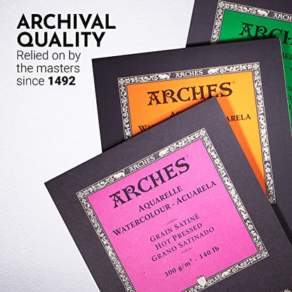 Arches Watercolor Pad 9x12 Inches 140lb/300gsm Hot Press, White - size: 9"x12", style: Hot Press