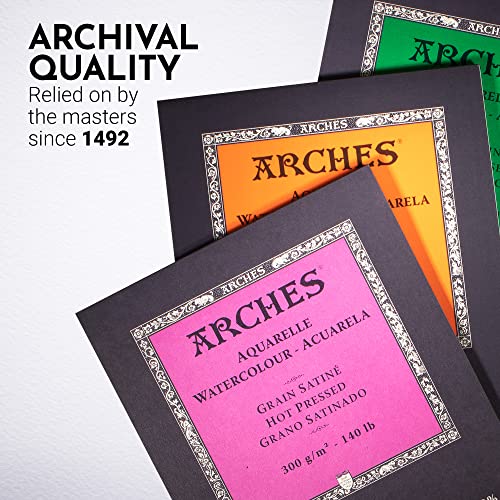 Arches Aquarelle Watercolor Paper Pad, Cold Pressed, 140lb/300gsm, 12 Sheet, 10x14 inch, 1 Count - size: 10"x14", style: Cold Press