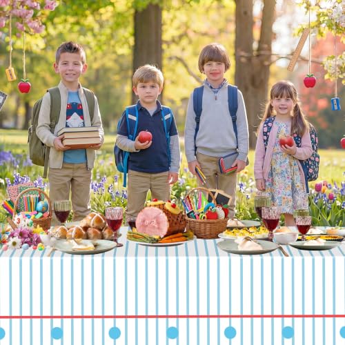 Litmitfu 3 Pcs Back to School Decorations Tablecloth - Disposable Plastic Notebook Paper Desk Themed Table Cloth for All Grades Classroom First Day of School Party Supplies Table Decor, 108x54 Inch - color: Back to School