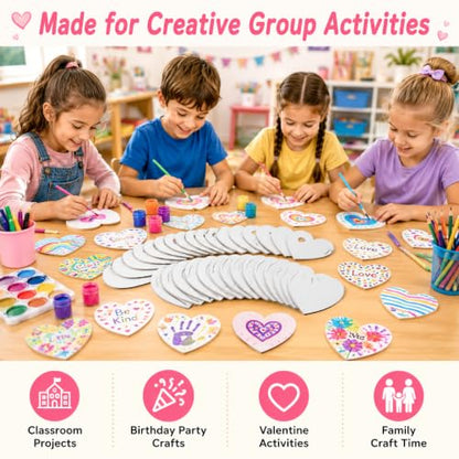 Small Canvases Boards 15 Pack Heart Shape 3 Inch Paintable Fridge Magnets | 15 Pack paintable heart canvases with magnetic backing for classroom crafts, party activities, fridge art, and handmade gifts - style: Heart-15 pcs
