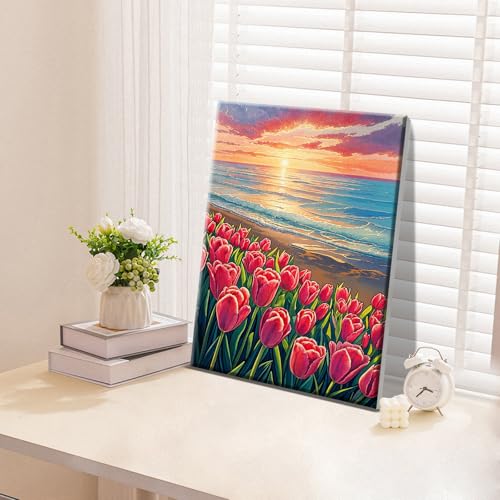 ATDMS Paint by Numbers Kit for Adults with Frame, 8 x 12 Inch - color: Flower 231