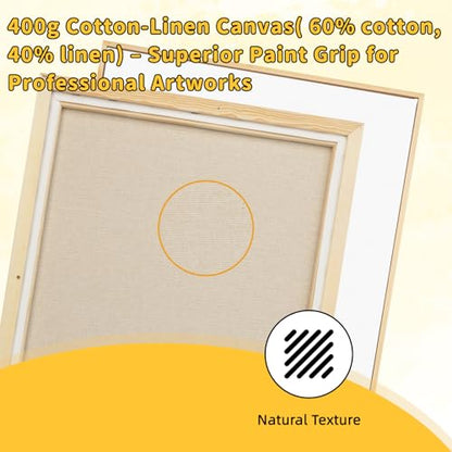 4 Pack 18 x 24 inch Floater Frame Canvas –Gallery Wrapped Canvas Set | Cotton-Linen Blend (400 gsm), Triple Acid-Free Gesso, Warp Resistant, Ready to Hang for Oil and Acrylic - color: Light Brown, size: 4pk-18x24 in