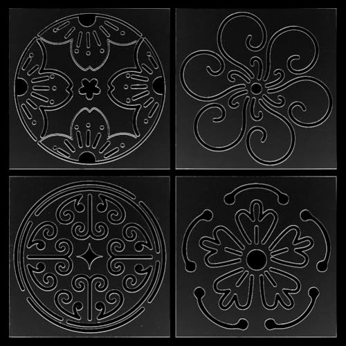 FREEBLOSS 4pcs Acrylic Sashiko Stencil Kit Plastic Sashiko Stencil Cherry Blossoms Sashiko Pattern Template Acrylic Embroidery Tool Geometric Sashiko Pattern Template Drawing Line 4.7 * 4.7inch - style: Japanese