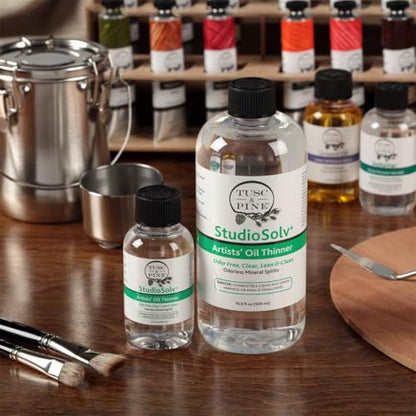 Tusc & Pine StudioSolv™ Odorless Mineral Spirits 3.4oz (100ml) | Purified Odor-Free Spirit Solvent For Thinning Oils, Artists, Painting Thinner, Professionals, & More!