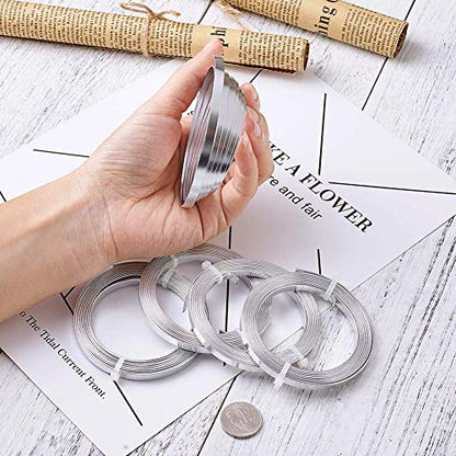 Pandahall 6.56 Feet 18 Gauge Aluminum Craft Wire 5x1mm Bezel Strip Wire Silver Flat Wide Bendable Wire Metal Artistic Wires for Sculpting Armature Floral DIY Craft Jewelry Making
