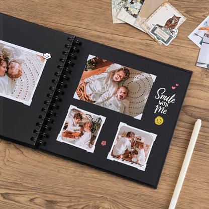 potricher 8 x 8 Inch DIY Scrapbook Album 40 Pages with Kraft Paper, Black - color: Black, size: 8 Inch 40 Pages