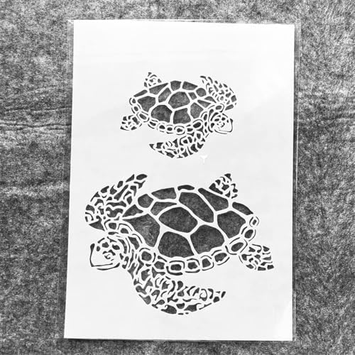 TIAMECH A4 Reusable Sea Turtle Stencil for Painting | Dad and Son, Mum and Daughter Turtles Layering Template, DIY Wood Wall Art & Crafts (8.3x11.7inch) - style: Turtle