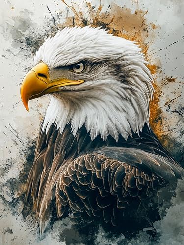 DFPSCLLA 5D Diamond Painting Kits for Adults Beginners,Bald Eagle Diamond Art Kit, DIY Full Round Drill Diamond Dot Gem Art Kits for Adults, Home Wall Decor 12x16 Inch - color: Bald Eagle