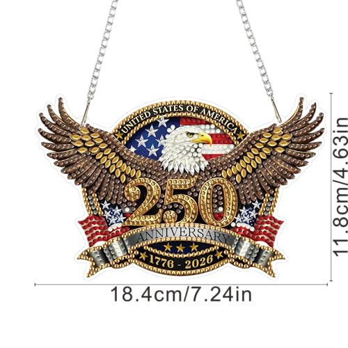 ARPADAMO Hanging Ornament Diamond Art Kits for Adults Eagle 7.2x4.6in | 5D Patriotic DIY Special Shaped Crystal 4th of July Independence Day Diamond Painting Kit,Window Hanging Gift for Home Garden - color: DP03976