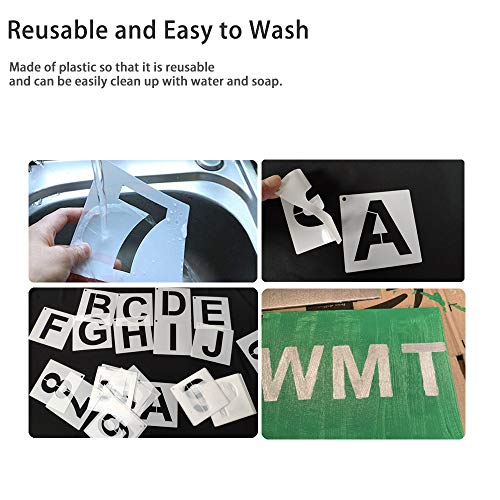 5 Inch Letter Stencils Kit, Alphabet Art Craft Stencils, Reusable Plastic Letters and Numbers Stencil Set for Wood, Wall, Fabric, Rock, Signage and Christmas DIY Art Projects (White, 36 Pcs) - size: Font Sizes:5 Inch