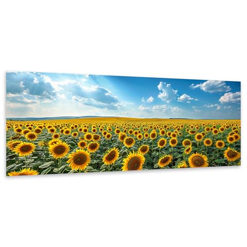 Ginfonr Large Diamond Art Kits for Adults, Sunflowers Diamond Painting for Adults, Diamond Art Landscape Full Drill, Diamond Art Kits Rhinestone Craft for Home Wall Decor 31.5 x 11.81 inch - color: Sunflower Landscape