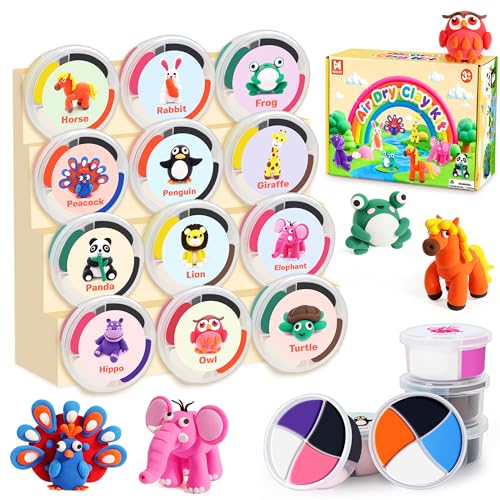 Helsort Air Dry Clay Kit for Kids, 12 Animals Modeling Clay Set, Kids Craft - style: Clay Animal Kit