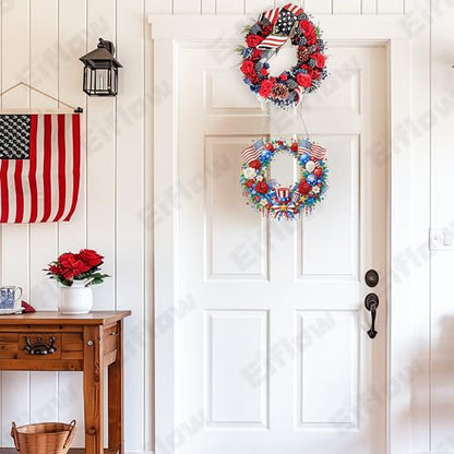 Eiflow Acrylic Diamond Art Hanging Kit for Adults 4th of July, DIY Diamonds Painting Door Hanging Board Kit, Special Crystal Diamond Art Painting Pendant Ornament (Patriotic Wreath) - color: Patriotic Wreath