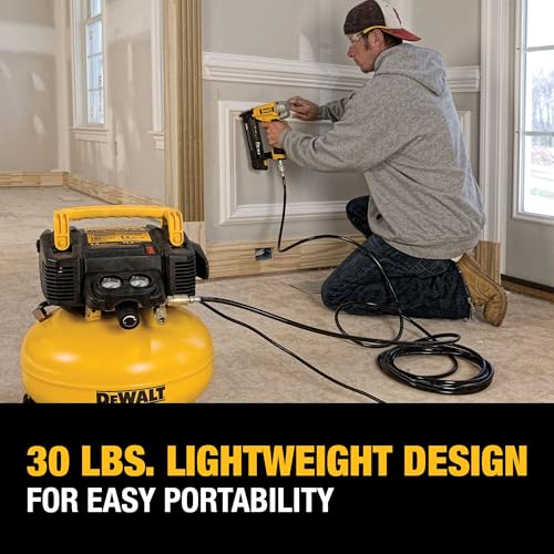 DEWALT Pancake Air Compressor, 6 Gallon, 165 PSI (DWFP55126) | Oil-Free Maintenance-Free Pump, Wood Working, Roofing, Home, Jobsite, 165 Max PSI, 2.6 SCFM @ 90 PSI
