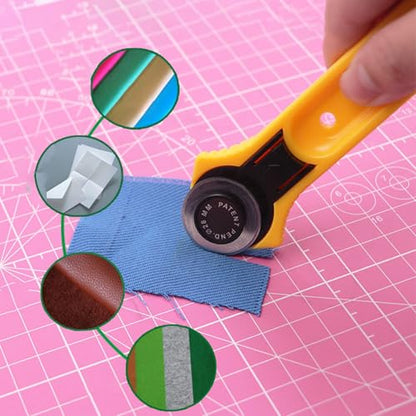 2 PCS Rotary Cutter Set 1.1Inch/28mm and 1.8Inch/45mm Slide Out Safety Blade Guard for Fabric Paper Leather Felt DIY Sewing