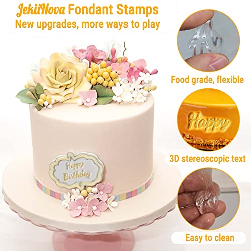 4PCS Alphabet Cake Stamps Tool with Brushes for Fondant Cookie Biscuit | Cute Handwriting Food Grade Fondant Letter Stamp Uppercase Lowercase Numbers Words Reusable Cookie Stamp for Christmas Party - color: D and Brush