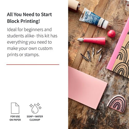 Speedball 3471 Super Value Block Printing Starter Kit – Includes Ink, Brayer, Lino Handle and Cutters, Speedy-Carve (Pack of 3) - size: 7 Piece Starter Kit (Pack of 3)