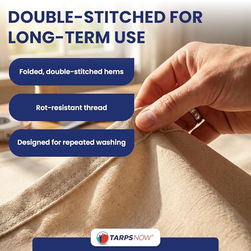 Tarps Now 4x15 ft Premium Heavy Duty Canvas Drop Cloth for Painting - Reusable Painter Tarp, 100% Cotton Fabric Floor Cover & Furniture Protection, Washable Paint Drop Cloth - size: 4' x 15'