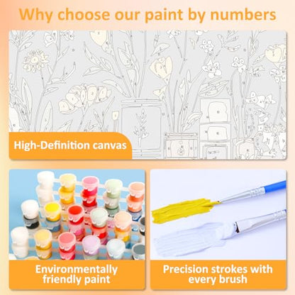 Framed Paint by Numbers Kit for Adults with Wooden Easel, Book, 16x16 inch - color: Book with Frame