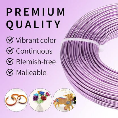 12 Gauge Aluminum Wire 100FT, 2mm Bendable Metal Anodized Aluminum Wire for Sculpting Jewelry Making Crafts Wreath Beading Floral(Pink Purple) - color: Pink Purple