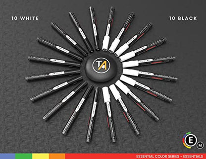 TOOLI-ART Black And White Acrylic Paint Markers Paint Pens Set For Rock Painting, Canvas, Mugs, Metal, Glass Paint, Fabric, Wood, DIY. Non Toxic, Quick Dry,Waterbas (MEDIUM) - style: MEDIUM