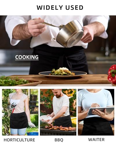 Xeoxarel Aprons with 4 Pockets (Available in 3 Pack / 7 Pack) 23.5'' X 11.5'' - color: 3 Pack Waist Apron-navy Blue