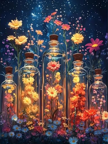 Flowers in Bottle Diamond Art Kits for Adults, 5D Diamond Painting Kits - color: CM056