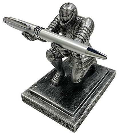 Executive Kneeling Knight Pen Holder with Pen - Unique Office Gifts - color: Iron