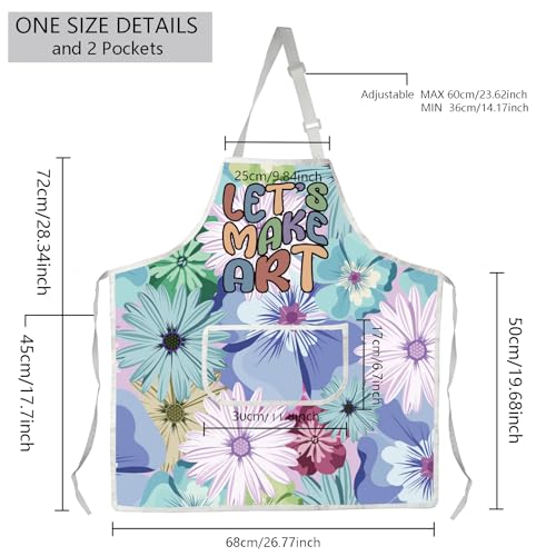 MBMSO Painting Artist Apron with Pockets Artist Painter Gifts Art Lover Gift for Art Teacher Student Painter Apron Waterproof - color: Let's Make Art Apron