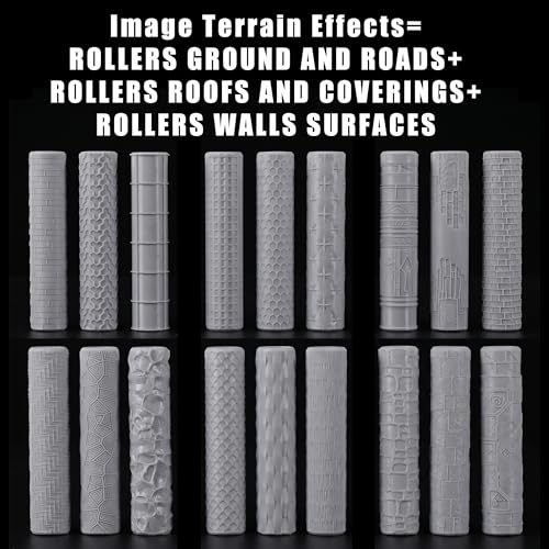 6 Pcs Texture Rollers for Modeling Clay & Miniatures - Roofs & Coverings Patterns (Shingles, Thatch, Tiles) for Dioramas, Tabletop RPG Terrain & Hobby Crafting