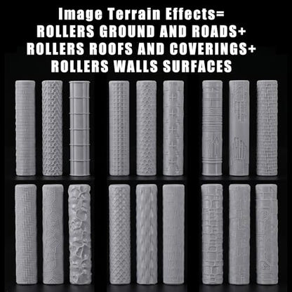 6 Pcs Texture Rollers for Modeling Clay & Miniatures - Roofs & Coverings Patterns (Shingles, Thatch, Tiles) for Dioramas, Tabletop RPG Terrain & Hobby Crafting