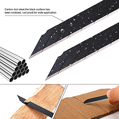 FOSHIO 100PCS 30 Degree Carbon Steel Snap Off Blades 9mm for Box Cutters Utility Knife Universal Art Knife Replacement Black Blades - color: Red - 30 Degree Blades
