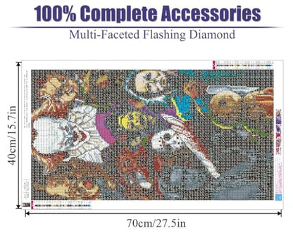 Kromaion Large Horror Diamond Art Kits for Adults, Halloween 5D Big Diamond Painting Kits for Adults Beginner, DIY Full Drill Gem Art Painting Diamond Dots for Home Wall Decor 15.7x25.5inch