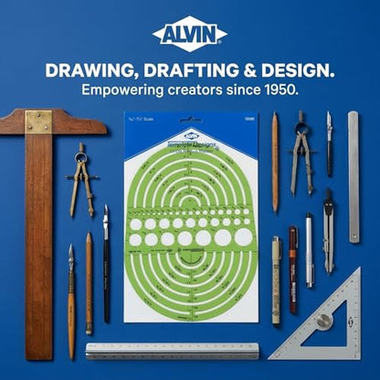 ALVIN Circle Radius Master Template TD1202, Template for Artists, Architects, Design and Drafting, 3/64th" to 7.5" scale - style: Circle Radius Master