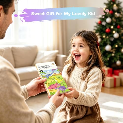 Pocket Watercolor Painting Book, 12-Page Travel Set for Kids 5+ Years, Art Craft Gift for Boys and Girls, Birthday and Christmas Party (Dinosaur Paradise) - color: Dinosaur Paradise