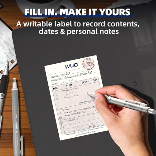 WUO 38PCS Art Mechanical Pencil Set with Storage Case, Metal Drawing Pencil - color: Black+Silver2 - 4 Sizes + 2.0mm