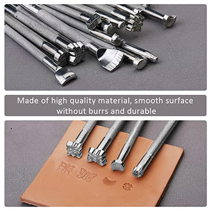 Leather Stamps, 21 PCS Leather Stamping Tools with Rubber Hammer - size: 21 PCS