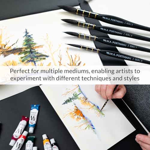 WA Portman Quill Round Watercolor Brushes, Professional 4pc Set Quill Brush - color: Quill