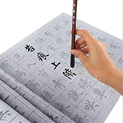 10 Pcs Water Drawing Writing Cloth Sets Reusable Water Paper Chinese Magic Mat for Students Chinese Calligraphy Practice with Water Dish, Brush Pen