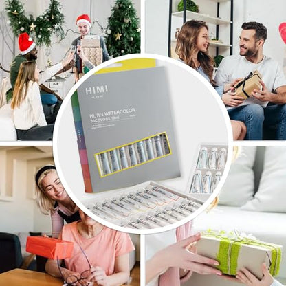 HIMI Watercolor Paint Tube Set - 36 Colors 12ml, with Rich Pigments, Non-Toxic, suitable for Beginners, Artists, and Hobby Painters. Beautiful Gifts for Art Supplies Painting