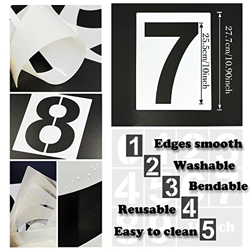Large Number Stencil Kit - 10 Inch Reusable Plastic Address Number Stencils for Signs, Mailbox, Road, Parking Lot, Door, Trucks Painting - color: 10 Inch