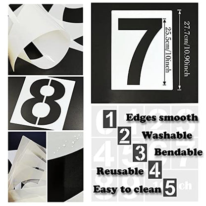 Large Number Stencil Kit - 10 Inch Reusable Plastic Address Number Stencils for Signs, Mailbox, Road, Parking Lot, Door, Trucks Painting - color: 10 Inch