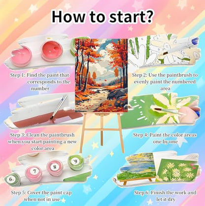 4 Pack Framed Paint by Numbers Kit for Adults Beginners, Four Season 8x12in - color: BKH1374+BKH1375+BKH1376+BKH1377-US