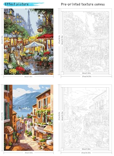 QUITEDEW Paint by Numbers Kit for Adults,2 Pack Paint by Number Kits for Beginner,Town Oil Painting for Adults in Colorful Box Garden Art Crafts for Home Decor 11.8x15.7 Inch. - color: D2-scenery