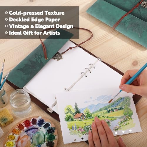Watercolor Journal, 24 Sheets Cold Press Paper, 5.5 x 8.1 in, Green - color: Green