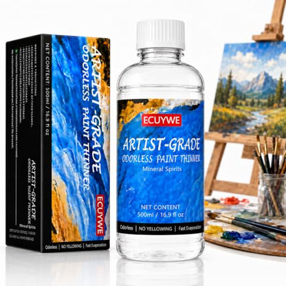 Odorless Mineral Spirits 16.9 Fl Oz High Purity, Low Odor Solvent for Thinning Oil-Based Paints, Cleaning Brushes & Tools, Oil Paint Thinner, Degreasing, DIY Crafts, Art Projects and Home Maintenance